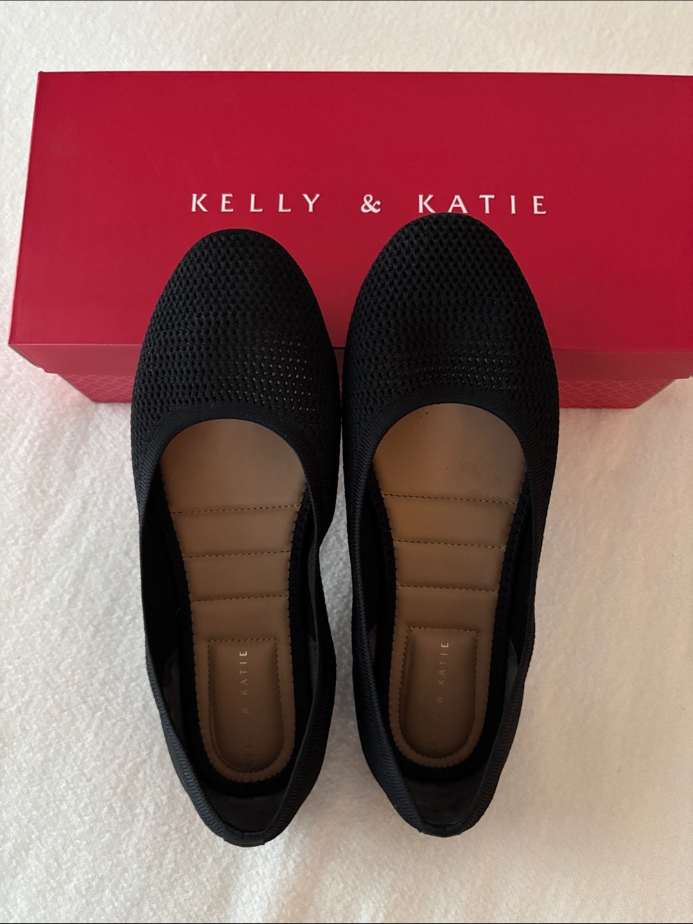 Kelly & Katie Black Knit Slip-On Ballet Flats, size 9.5